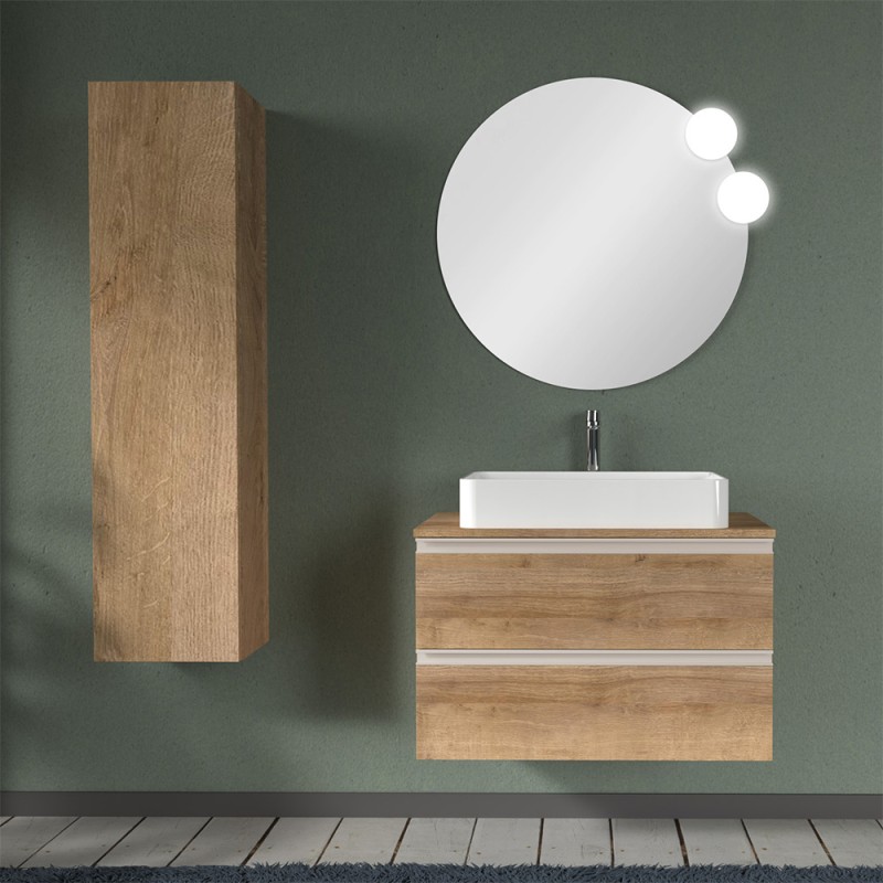 Mobile bagno sospeso 80 cm linea Master rovere miele per lavabi da appoggio