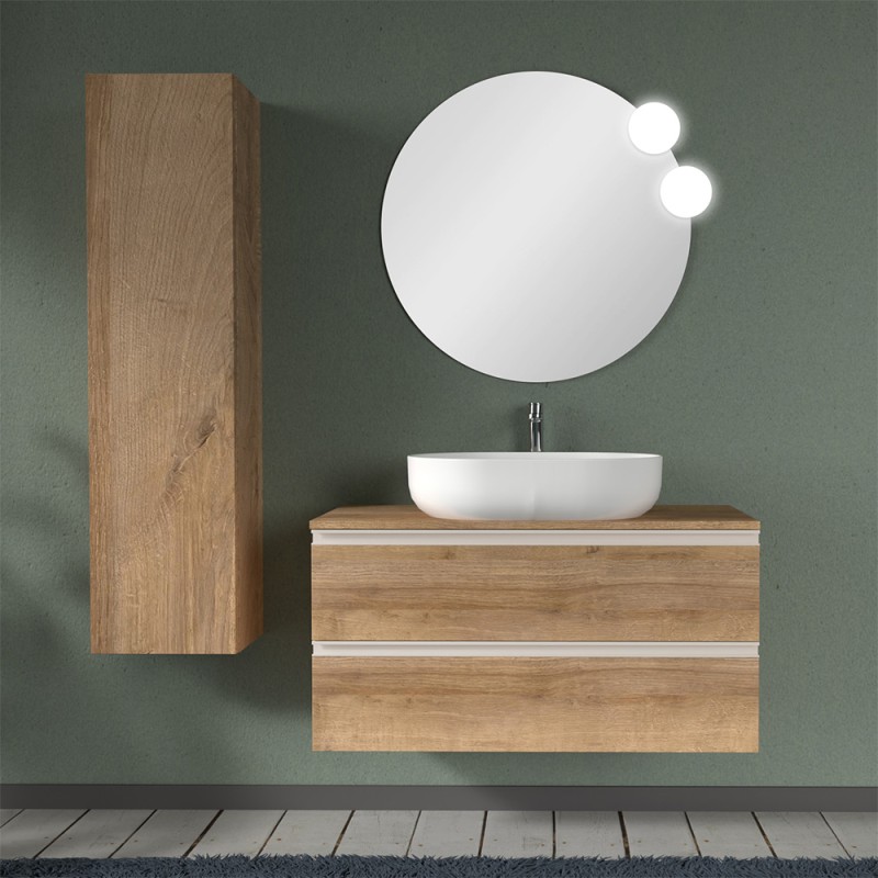 Mobile da bagno Sospeso 100 cm Master rovere miele per lavabo da appoggio