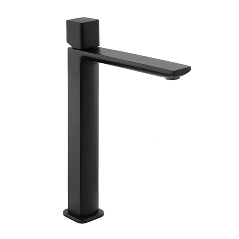 Miscelatore lavabo alto in ottone nero opaco con piletta inclusa Lotus