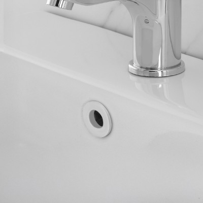 Ghiera con foro bianca opaca troppo pieno lavabo e bidet da 24 o 28 mm