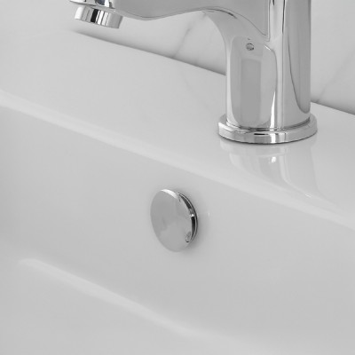 Tappo copri foro cromo per troppo pieno lavabi e bidet da 24 o 28 mm