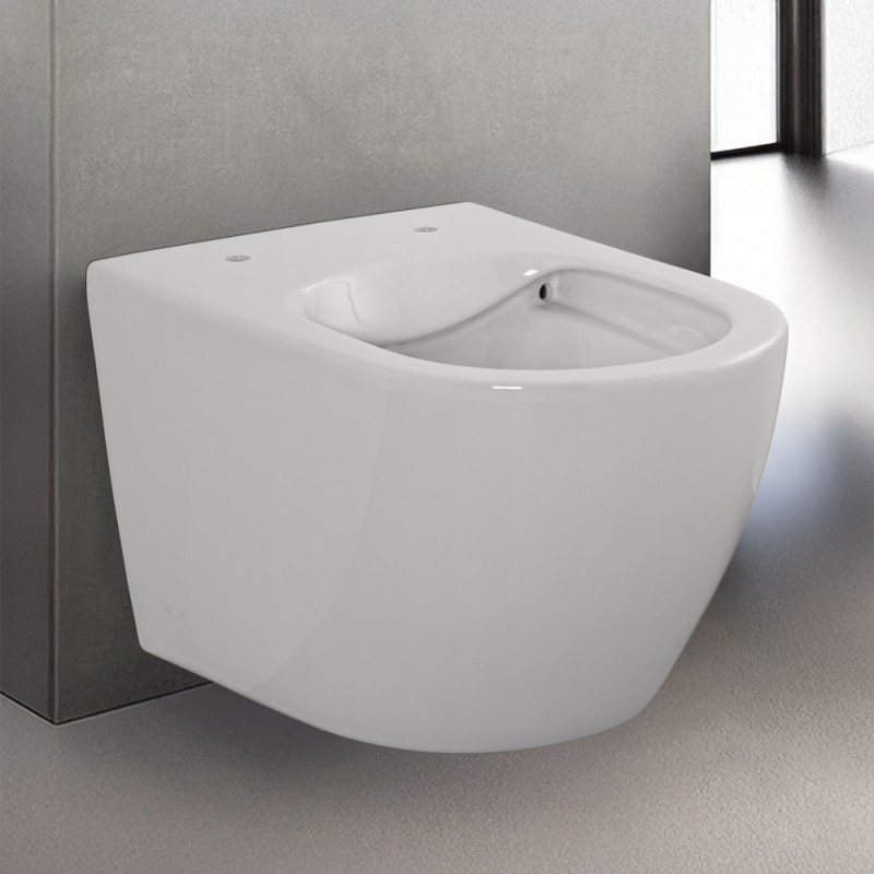 Wc sospeso Rimless serie Tokyo in ceramica bianco lucido 