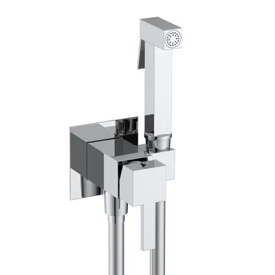 Idroscopino per wc e bidet cromo quadro con miscelatore e flex 120 cm