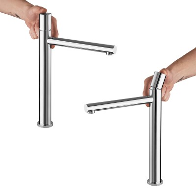 Set rubinetti lavabo alto e bidet cromo senza leva in acciaio inox Gemini