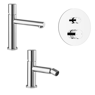 Set miscelatori cromo lavabo bidet e doccia con deviatore a 2 vie Gemini