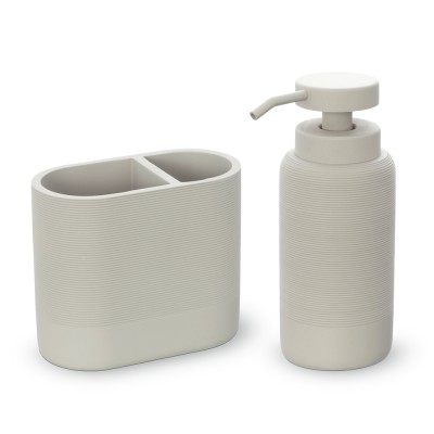 Set accessori bagno 2 pezzi in poliresina crema Marica