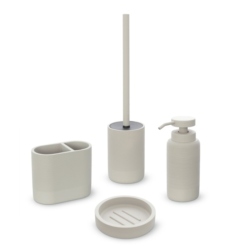 Set accessori bagno 4 pezzi in poliresina crema Marica