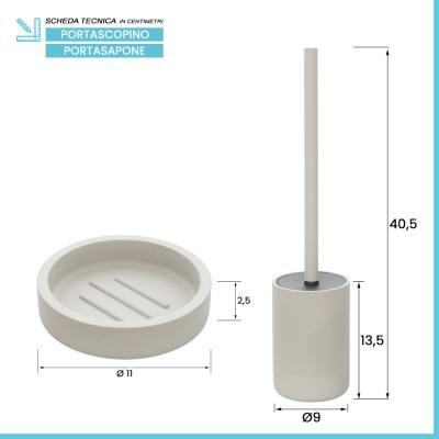 Informazioni tecniche Set accessori bagno 4 pezzi in poliresina crema Marica