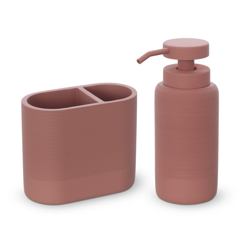 Set accessori bagno 2 pezzi in poliresina terracotta Marica