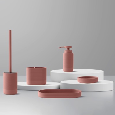 Kit accessori bagno 2 pezzi in poliresina terracotta Marica