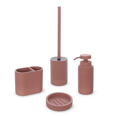 Set accessori bagno 4 pezzi in poliresina terracotta Marica