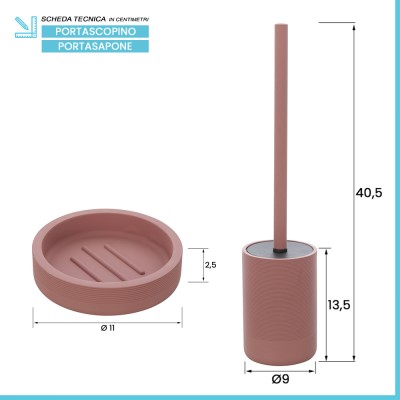 Informazioni tecniche Set accessori bagno 4 pezzi in poliresina terracotta Marica