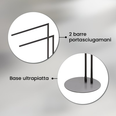 Informazioni Piantana portasciugamani da appoggio in acciaio nero opaco Fusion