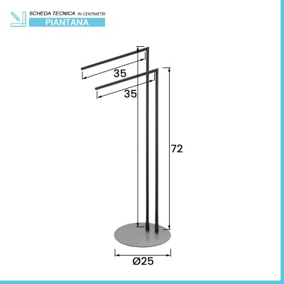 Scheda tecnica Piantana portasciugamani da appoggio in acciaio nero opaco Fusion