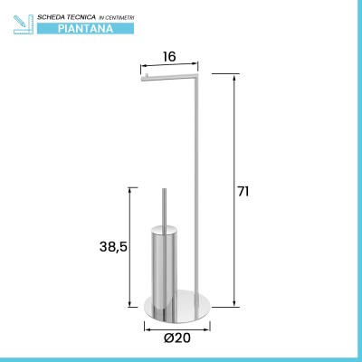Scheda tecnica Piantana porta rotolo e porta scopino da appoggio in acciaio cromo Fusion