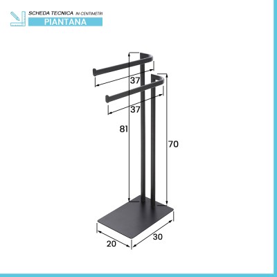 Scheda tecnica Piantana portasciugamani da appoggio in acciaio nero opaco Style