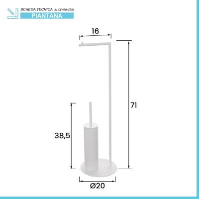 Scheda tecnica Piantana porta rotolo e scopino da appoggio in acciaio bianco opaco Fusion