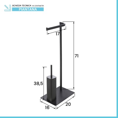 Scheda tecnica Piantana porta rotolo e scopino da appoggio in acciaio nero opaco Style