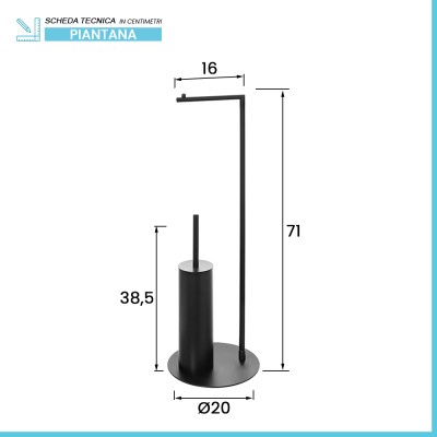 Scheda tecnica Piantana porta rotolo e scopino da appoggio in acciaio nero opaco Fusion