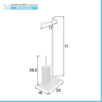 Scheda tecnica Piantana porta rotolo e scopino da appoggio in acciaio bianco opaco Style