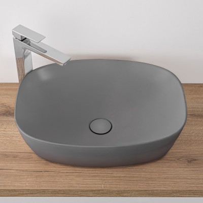 Lavabo da appoggio ovale 50x38 cm grigio scuro opaco Tokyo