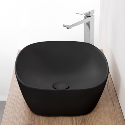 Lavamani da appoggio ovale 50x38 cm nero opaco Tokyo