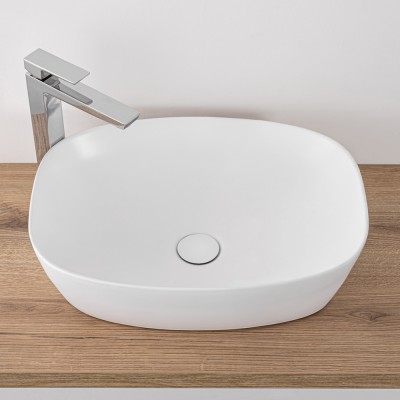 Lavabo da appoggio ovale 50x38 cm bianco opaco Tokyo