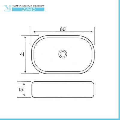 Scheda tecnica Lavabo da appoggio ovale 60x41 cm nero opaco Tokyo