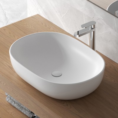 Lavabo da appoggio ovale 60x41 cm bianco opaco Tokyo