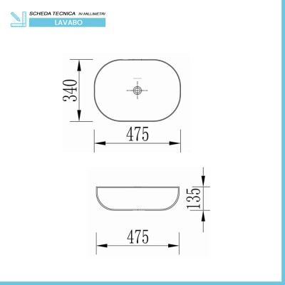 Scheda tecnica lavabo Mobile bagno sospeso 80 cm bianco e rovere con cassetti soft-close Kleo