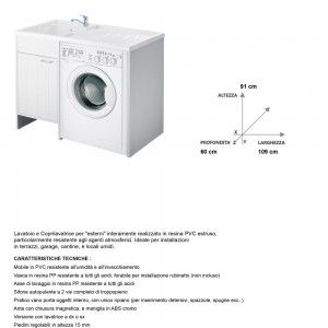 Mobile Coprilavatrice Da Esterno Con Lavatoio.Mobile Lavatrice E Lavatoio Bianco 109 X 60 In Pvc Con Lavapanni A Destra