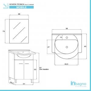 Mobile Bagno A Terra Con Lavabo E Specchio.Mobile Bagno In Legno Grigio A 2 Ante Con Lavabo E Specchio Incluso L 56