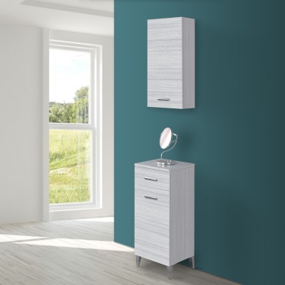 Mobile pensile bagno H 69,5 cm in legno grigio con anta reversibile e ripiano interno regolabile