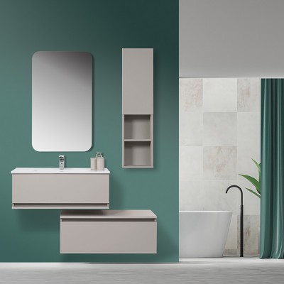 Mobile Bagno Sospeso Tortora L. 90 cm Completo di Specchio Feridras - 2