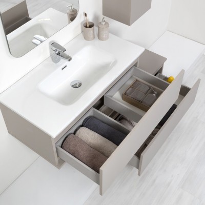 Mobile Bagno Sospeso Tortora L. 90 cm Completo di Specchio Feridras - 3