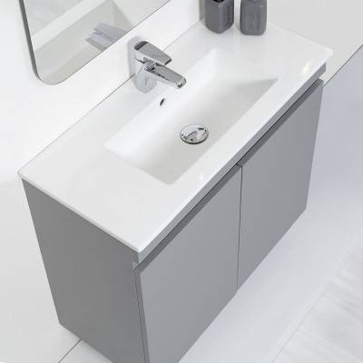 composizione bagno salvaspazio grigio completa di specchio