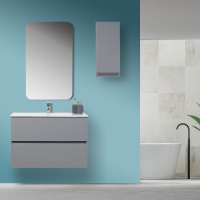 Pensile Sospeso Bagno Salvaspazio H. 69 cm Grigio Opaco con ripiano  Feridras - 2