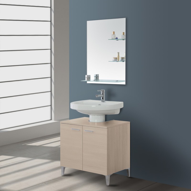 Mobile sotto lavabo universale 70 cm larice con 2 ante Desya