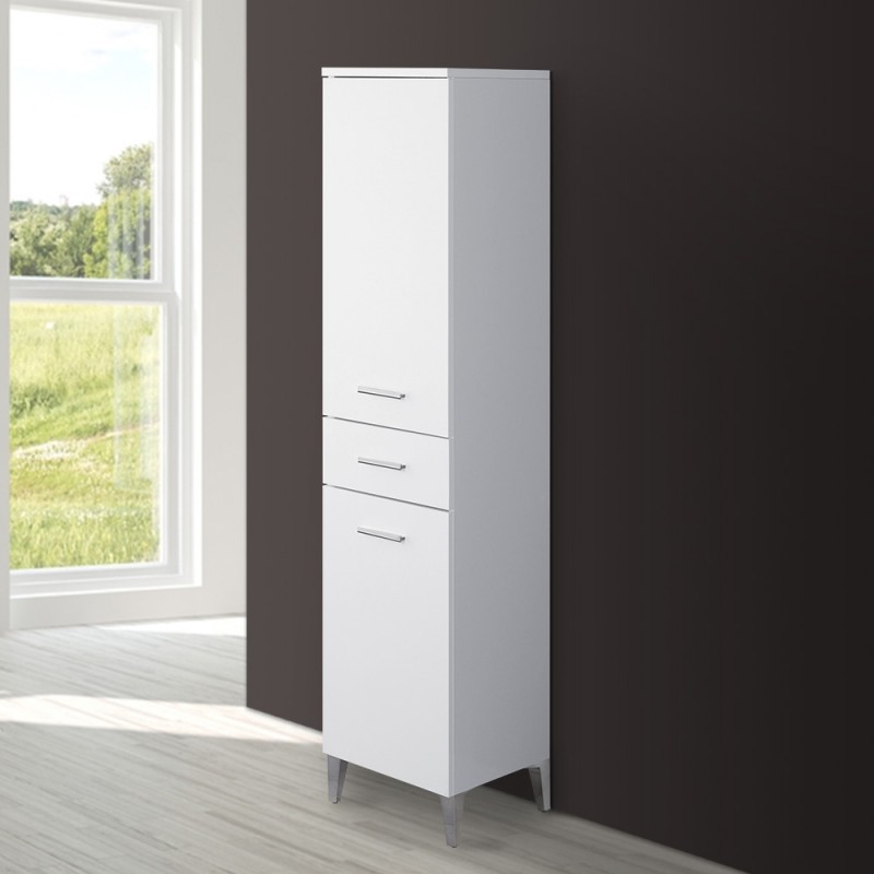 Colonna bagno d’appoggio H 153,5 cm bianco con 2 ante e cassetto Desya