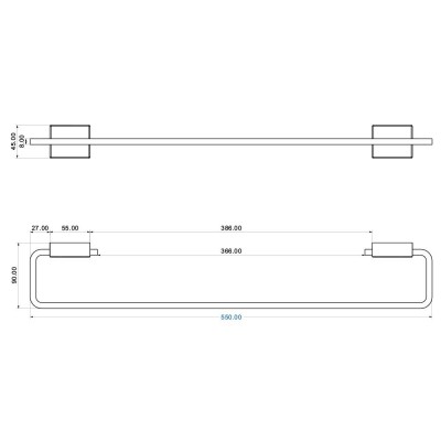 Porta salviette da 55 Cm A muro Con Doppia Modalità Di Fissaggio