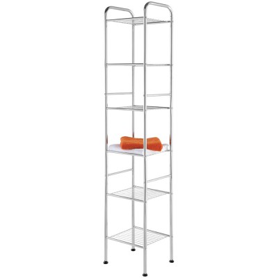 Scaffale portaoggetti a 6 ripiani H 170 cm design moderno in acciaio cromo