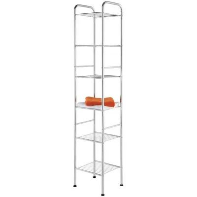 Scaffale portaoggetti a 6 ripiani H 170 cm design moderno in acciaio cromo