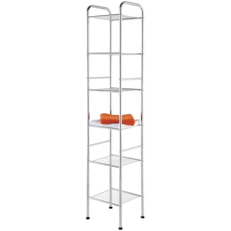 Scaffale portaoggetti a 6 ripiani H 170 cm design moderno in acciaio cromo