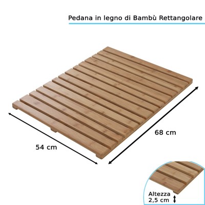 Pedana Doccia Rettangolare in Bamboo 54x68 cm