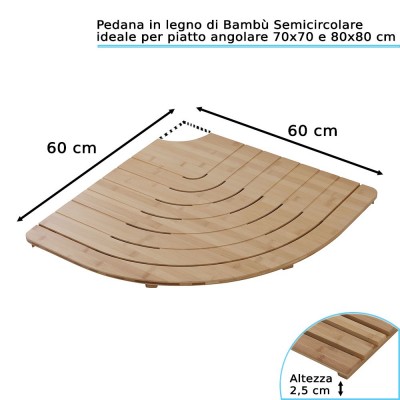 Pedana Doccia in Legno di Bamboo 60x60