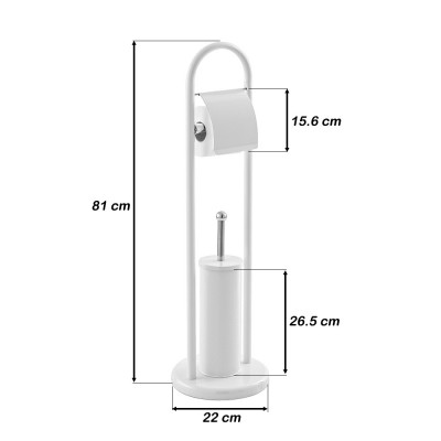 Piantana Bagno Porta Rotolo e Porta Scopino bianco