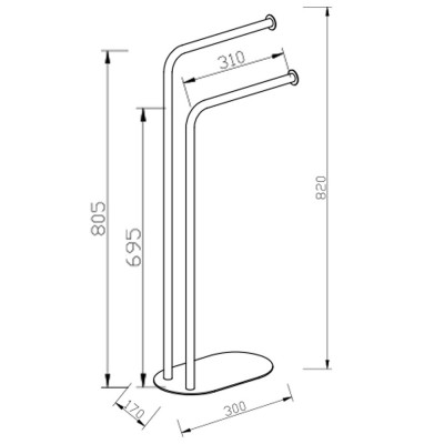 Piantana portasciugamani 2 bracci cromo lucido con base ovale