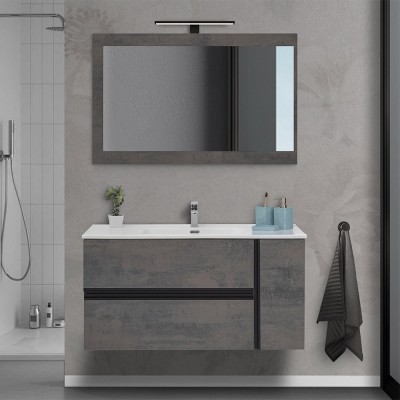 Mobile bagno sospeso 110 cm effetto pietra Oxid