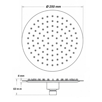 Soffione Doccia Tondo diam. 25 cm Design originale in Acciaio Inox