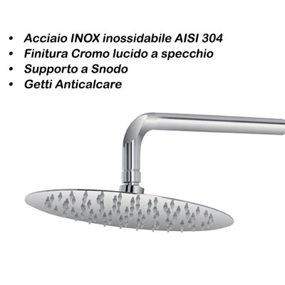 Soffione Doccia Tondo diam. 25 cm Design originale in Acciaio Inox